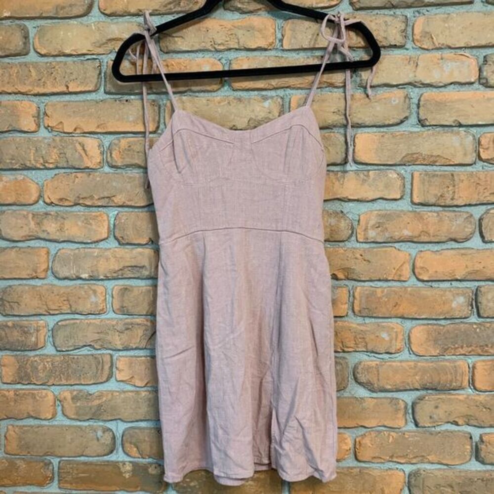 Aeropostale Mini Dress Women Size XS Pink Tie Strap Smocked Back Casual Sundress